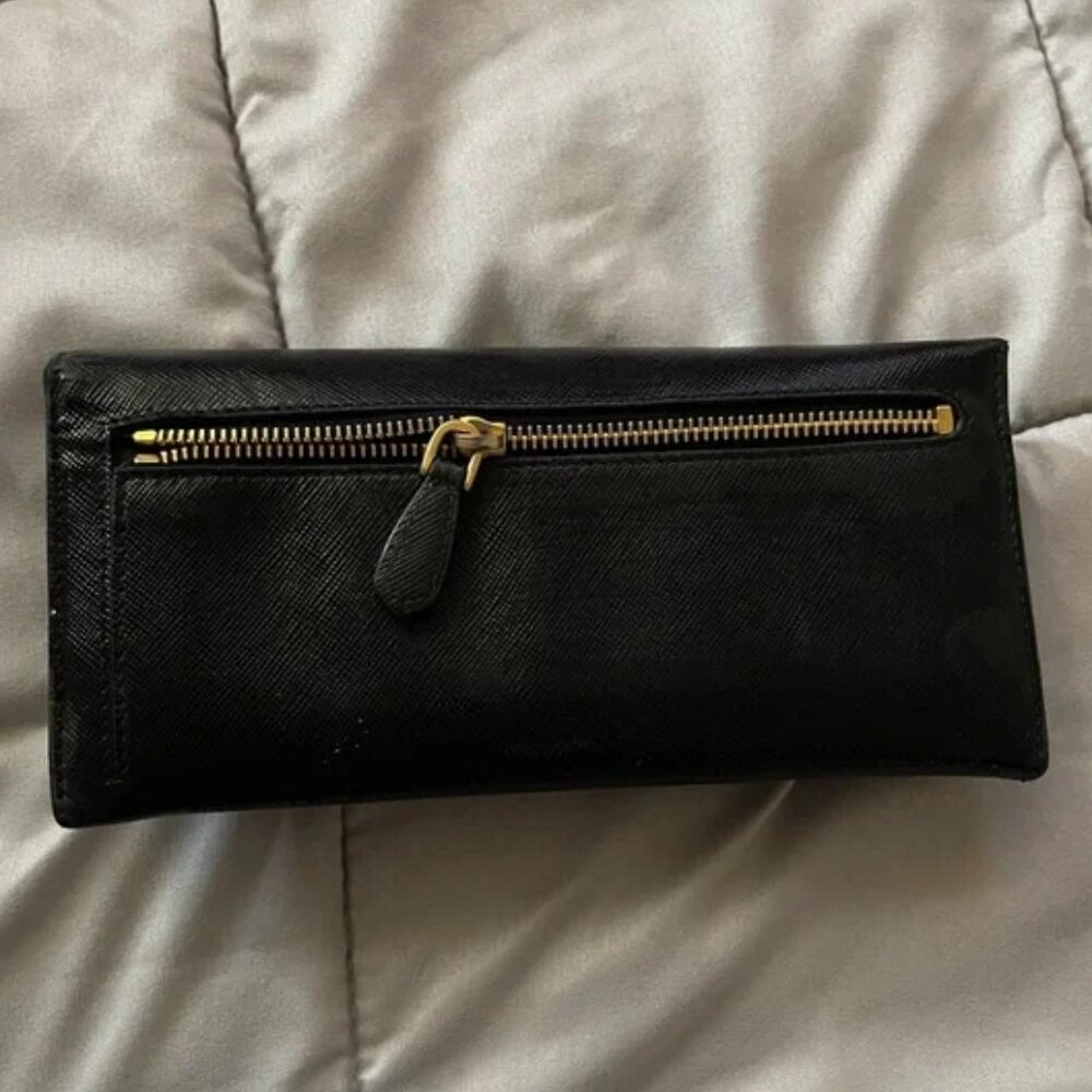 Prada Saffiano Leather Long Wallet – Black with Red Interior - Picture 2 of 4